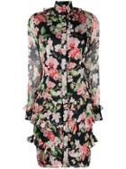 Philipp Plein Floral Print Short Dress - Black