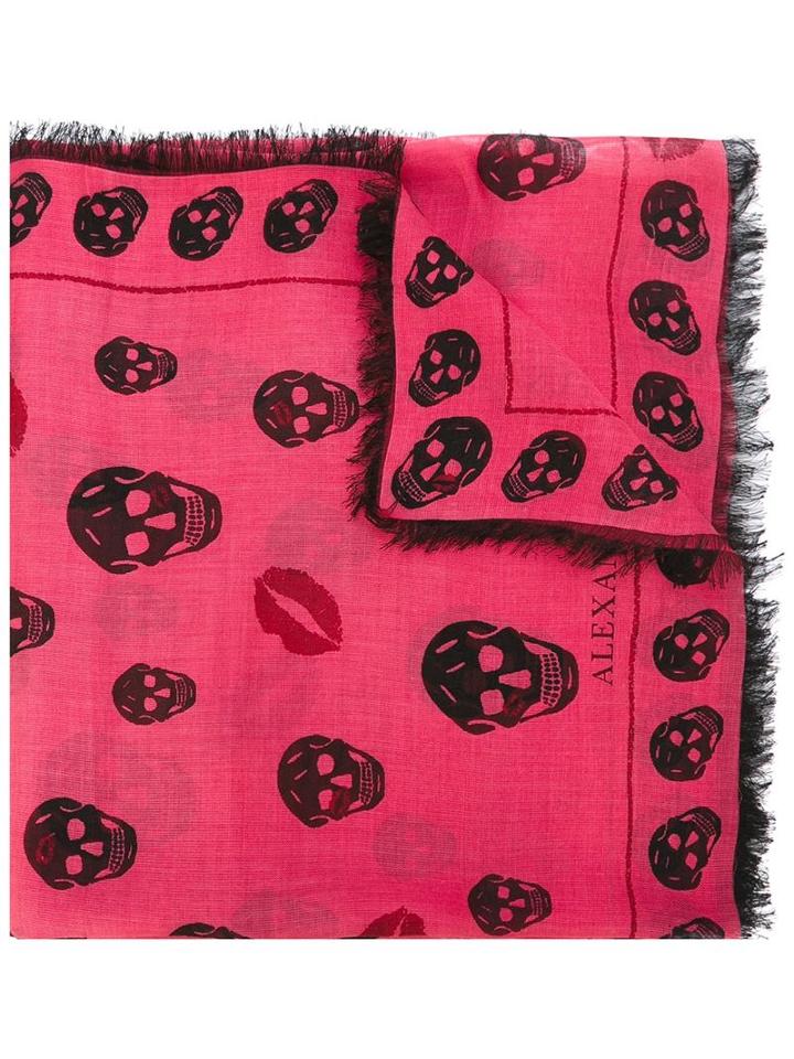 Alexander Mcqueen 'skull Kisses' Scarf, Women's, Pink/purple, Silk/modal