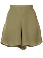Sally Lapointe - Flared Evening Shorts - Women - Silk - 4, Women's, Green, Silk