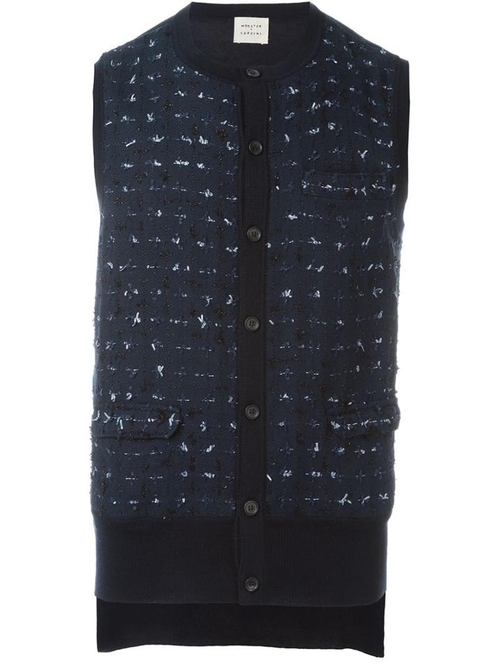 Wooster + Lardini Stitch Detail Waistcoat, Men's, Size: Large, Blue, Wool