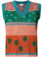 Delpozo Metallic Knit Vest, Women's, Size: Small, Yellow/orange, Metallized Polyester/polyester/polyamide/cotton