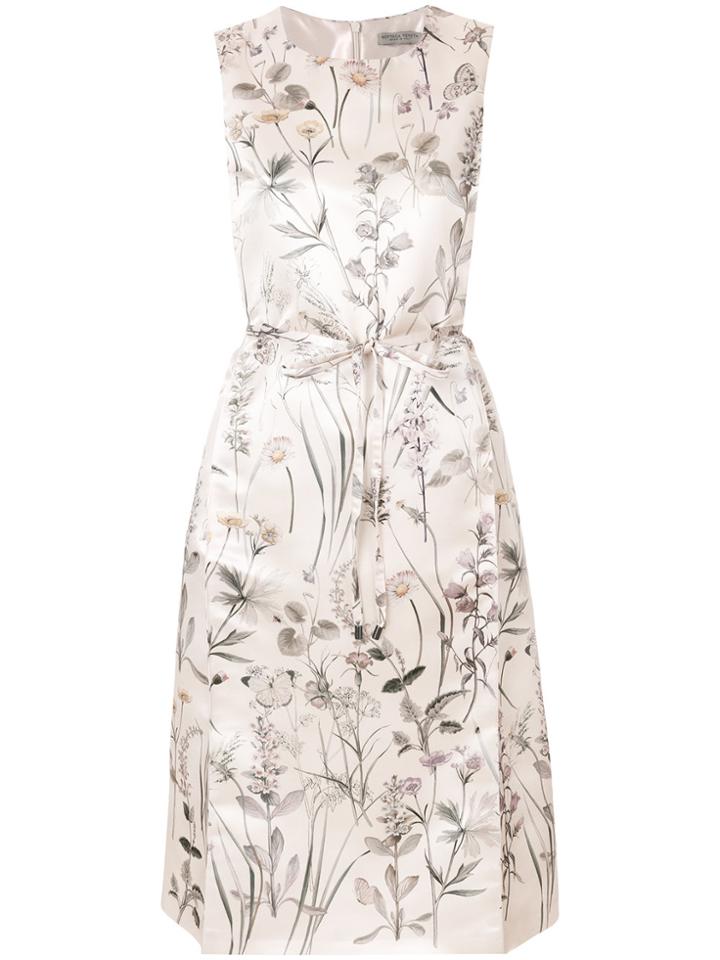 Bottega Veneta Floral Print Wrap-around Dress - Nude & Neutrals