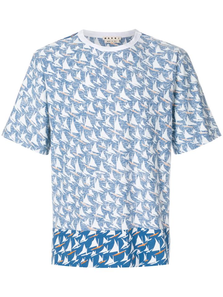 Marni Yacht Print T-shirt - Blue
