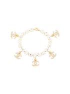 Chanel Pre-owned 1996 Cc Logos Rhinestone Bracelet - Gold