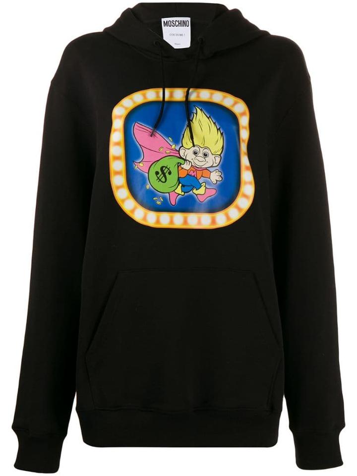 Moschino Graphic Print Hooded Sweater - Black