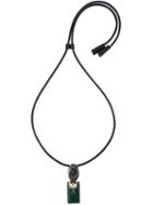 Marni Stone Pendant Necklace, Women's, Black, Cattle Horn/swarovski Crystal/metal/leather