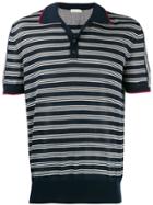 Etro Striped Knit Polo Shirt - Blue