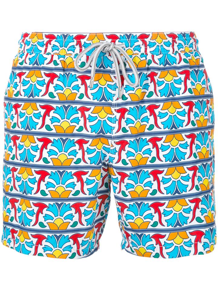 Capricode Geometric Floral Print Swim Shorts - Multicolour