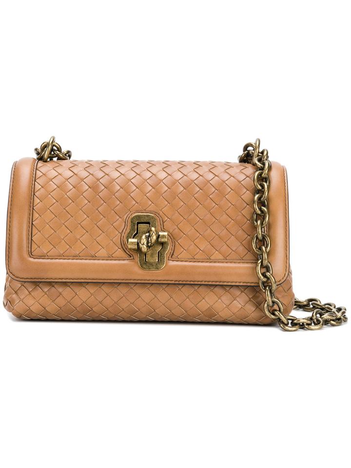 Bottega Veneta Interlaced Flap Bag - Brown