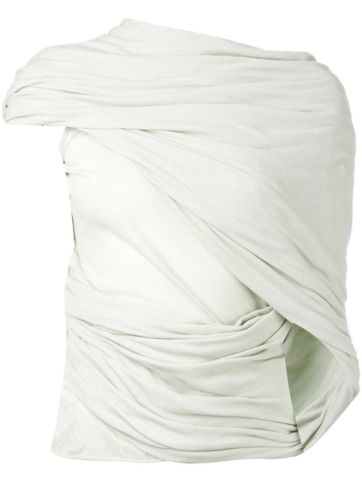 Rick Owens - Wrap Blouse - Women - Cotton - 38, Grey, Cotton