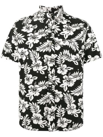 Uniform Experiment - Hibiscus Print Short Sleeve Shirt - Men - Cotton/rayon - 4, Black, Cotton/rayon