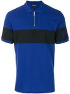 Emporio Armani Zipped Logo Band Polo Shirt - Blue