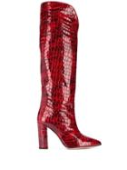 Paris Texas Crocodile Effect Knee-high Boots - Red