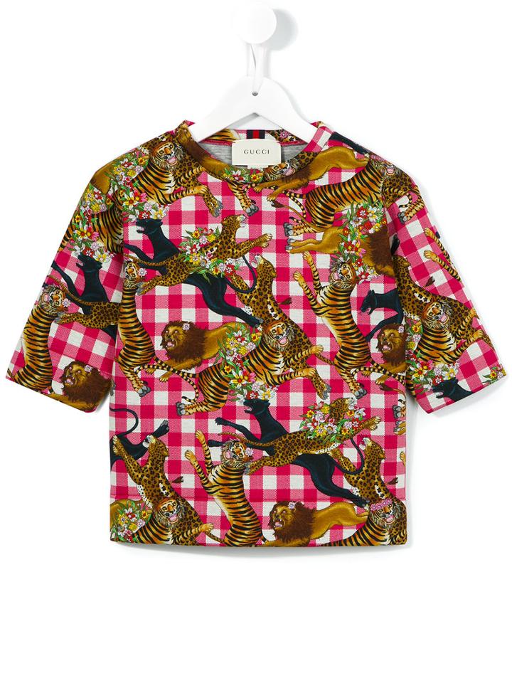 Gucci Kids - Jungle Animal Print T-shirt - Kids - Cotton - 8 Yrs, Pink/purple
