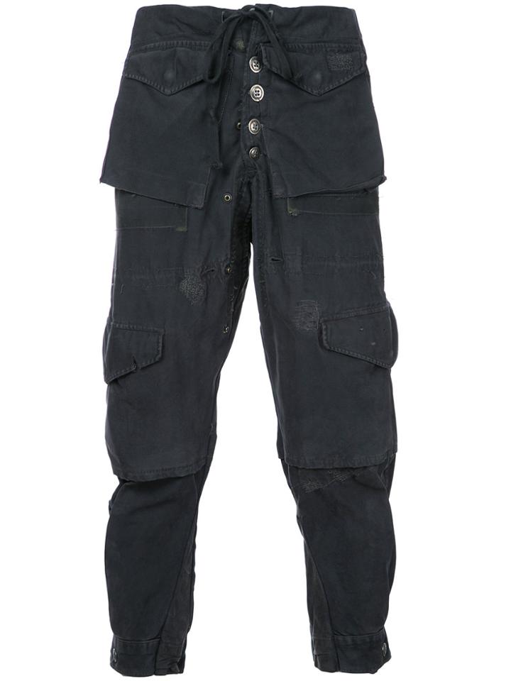 Greg Lauren Cargo Pocket Trousers - Grey