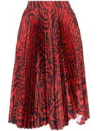 Calvin Klein 205w39nyc Zebra Print Pleated Silk-blend Skirt - Red