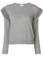 Red Valentino Cropped Sweater With Pleated Trim - Grey