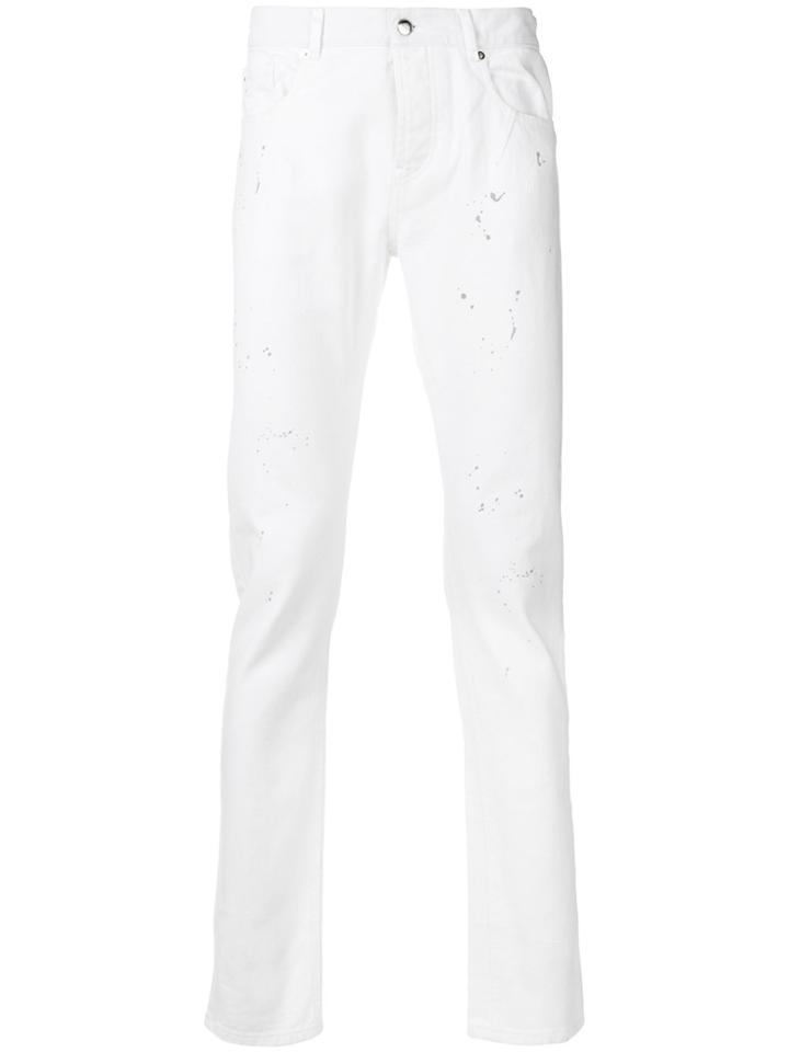 Les Hommes Urban Splatter Print Jeans - White