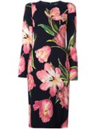 Dolce & Gabbana Tulip Print Dress, Women's, Size: 36, Black, Viscose/silk/spandex/elastane