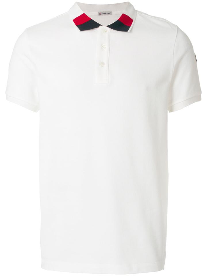 Moncler Contrast-collar Polo Top - White