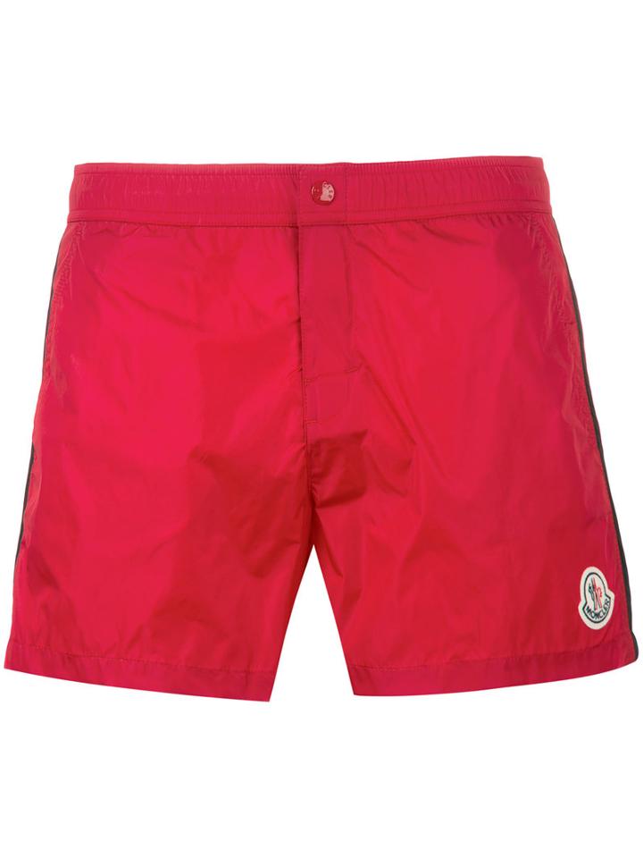 Moncler - Logo Plaque Swimming Trunks - Men - Nylon/polyamide/polyester - S, Red, Nylon/polyamide/polyester