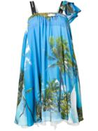 Natasha Zinko Palm Trees Print Mini Bell Dress - Blue