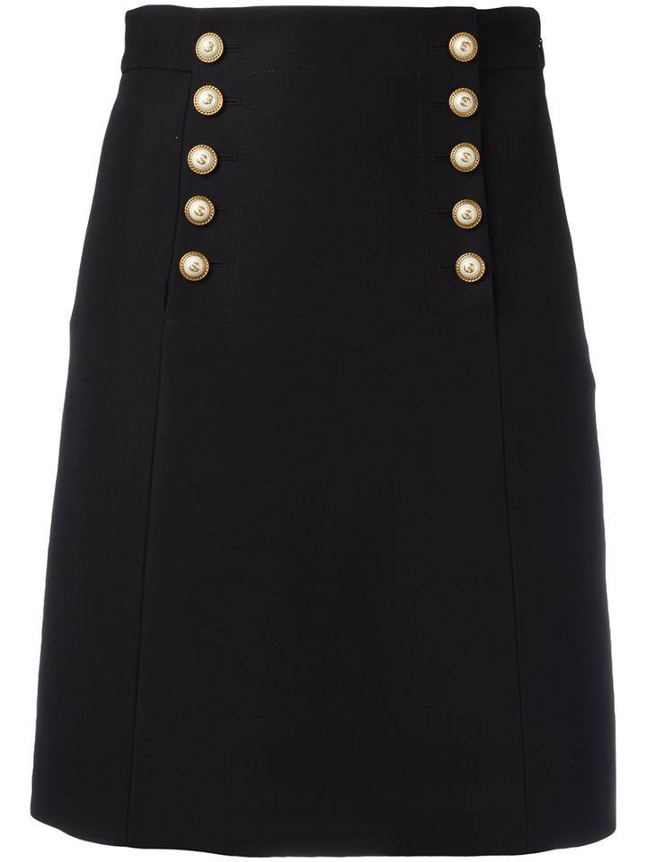 Gucci Military Skirt, Women's, Size: 42, Black, Wool/silk/acetate