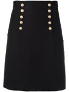 Gucci Military Skirt, Women's, Size: 42, Black, Wool/silk/acetate
