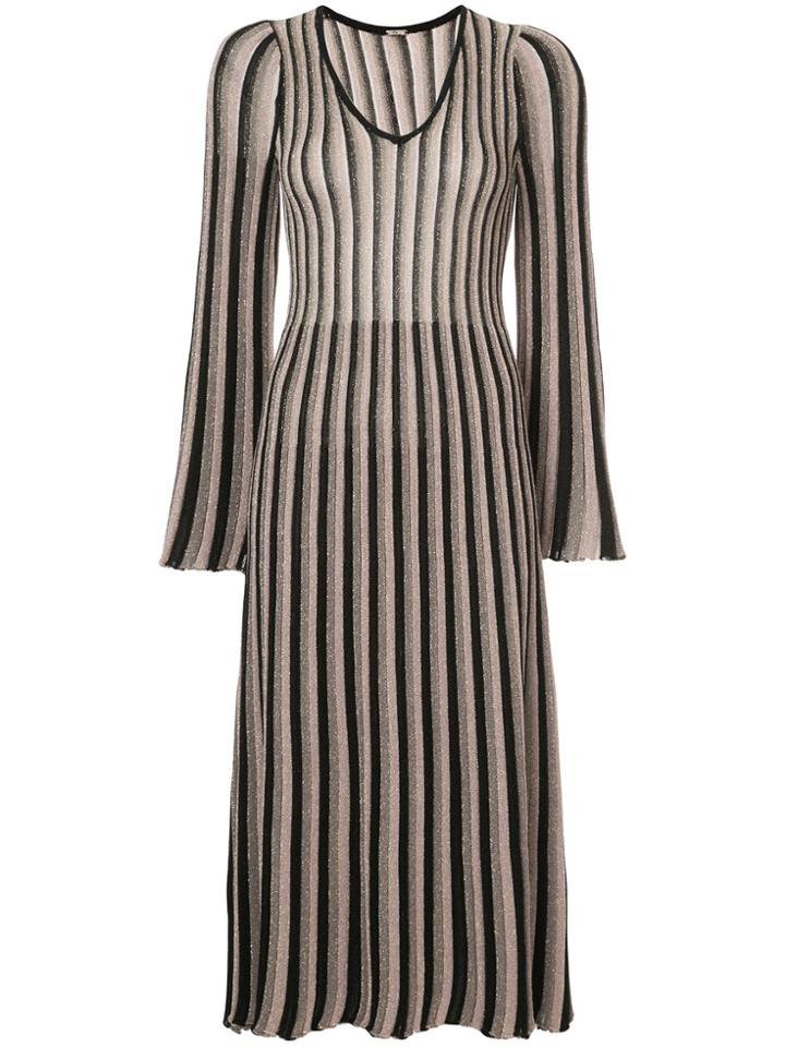 Adam Lippes Glitter Striped Midi Dress - Metallic