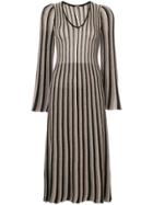 Adam Lippes Glitter Striped Midi Dress - Metallic