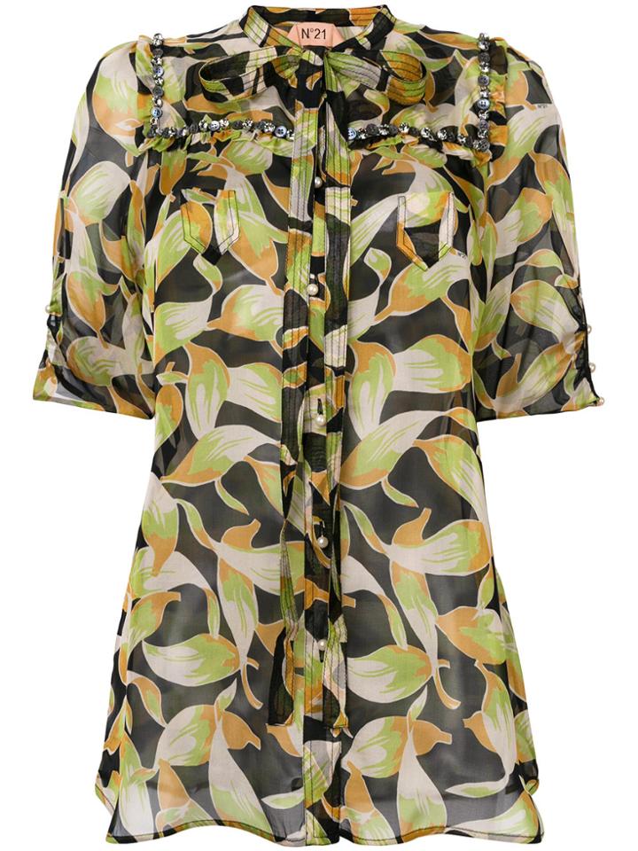 No21 Leaf Print Blouse - Multicolour