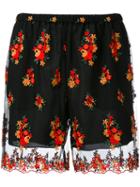 Philosophy Di Lorenzo Serafini - Embroidered Floral Shorts - Women - Polyester - 44, Black, Polyester