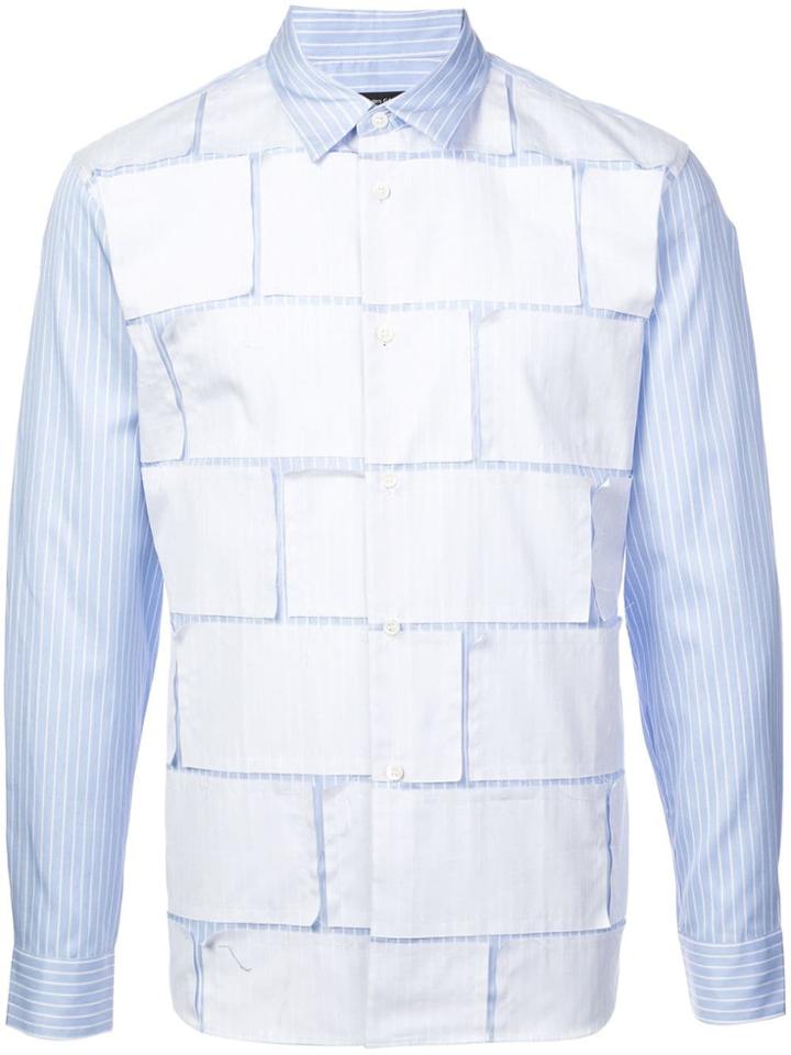 Comme Des Garçons Homme Plus Brick Stripe Print Shirt - Blue