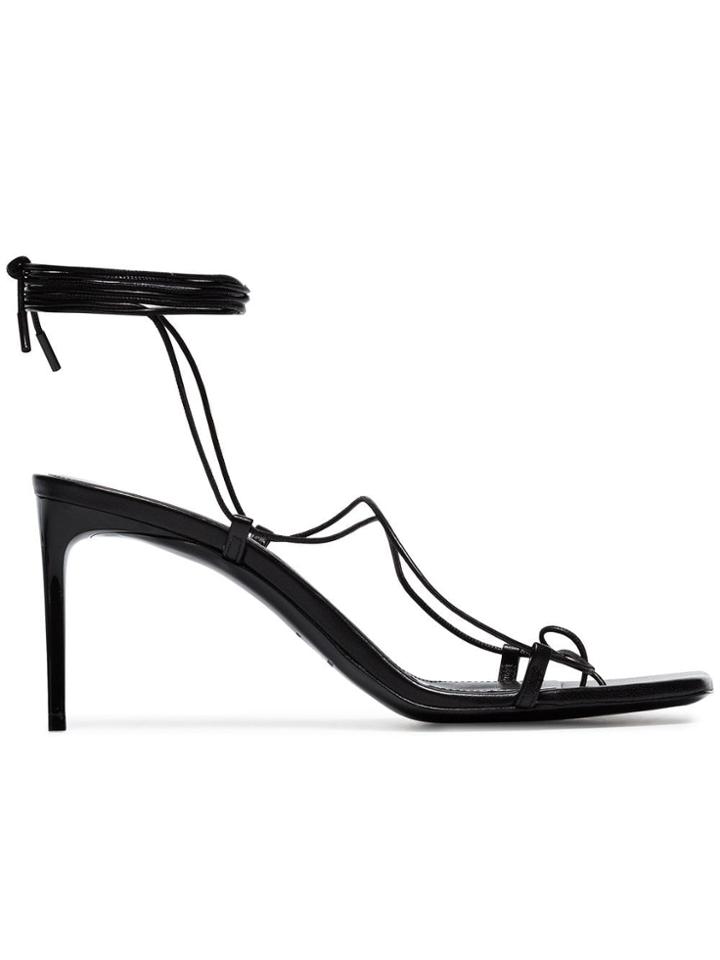 Saint Laurent Black Paris 75 Naked Strappy Leather Sandals