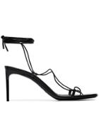 Saint Laurent Black Paris 75 Naked Strappy Leather Sandals