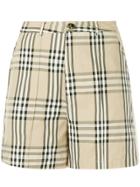 Andrea Crews Snap Button Checked Shorts - Brown
