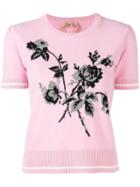 No21 Floral-intarsia Knitted Top - Pink