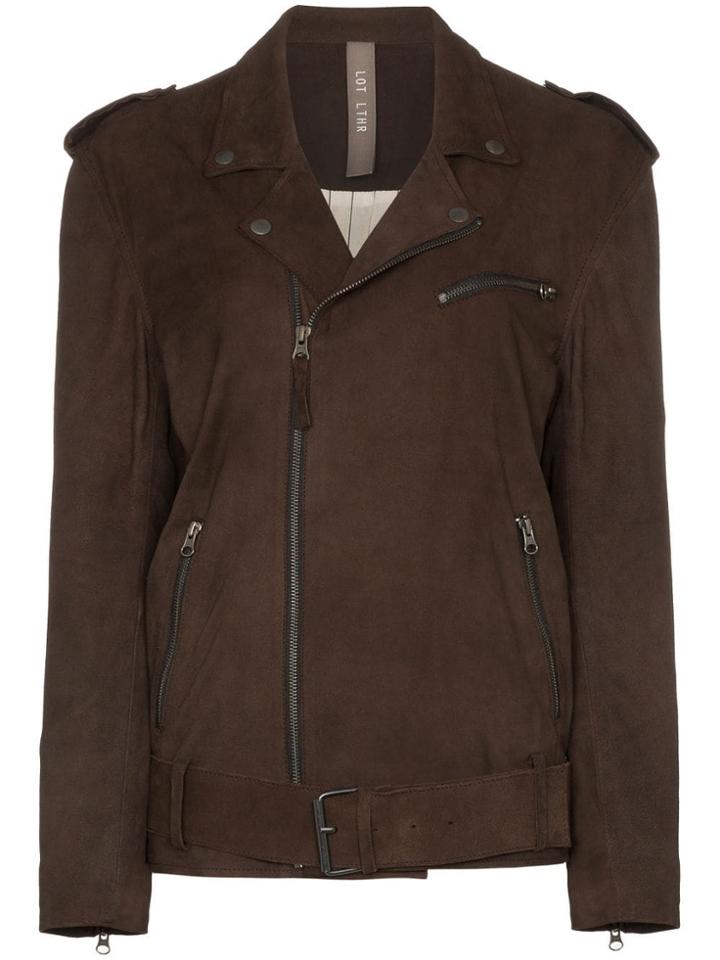 Lot Lthr Suede Biker Jacket - Brown