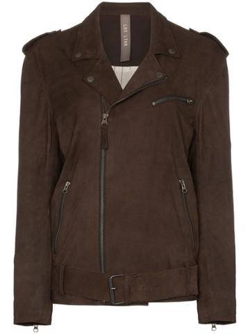 Lot Lthr Suede Biker Jacket - Brown