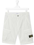 Stone Island Junior Teen Bermuda Cargo Shorts - White