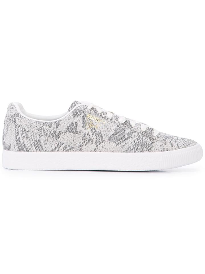 Puma Clyde Snakeskin Effect Sneakers - White