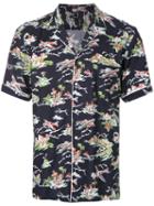 Loveless - Island Print Shirt - Men - Linen/flax/rayon - 3, Black, Linen/flax/rayon