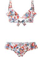 Moschino Floral And Traffic Cone Print Bikini, Women's, Size: 42, Polyester/spandex/elastane