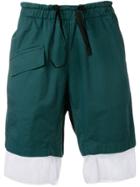 Corelate Contrast Drawstring Shorts - Green