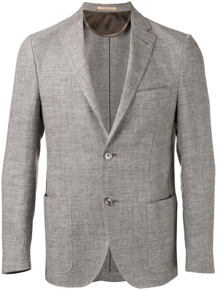 Corneliani Patch Pockets Blazer, Men's, Size: 56, Brown, Linen/flax/virgin Wool/viscose/acetate
