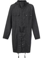 Engineered Garments Polka Dots Hooded Coat, Men's, Size: Large, Black, Polyester