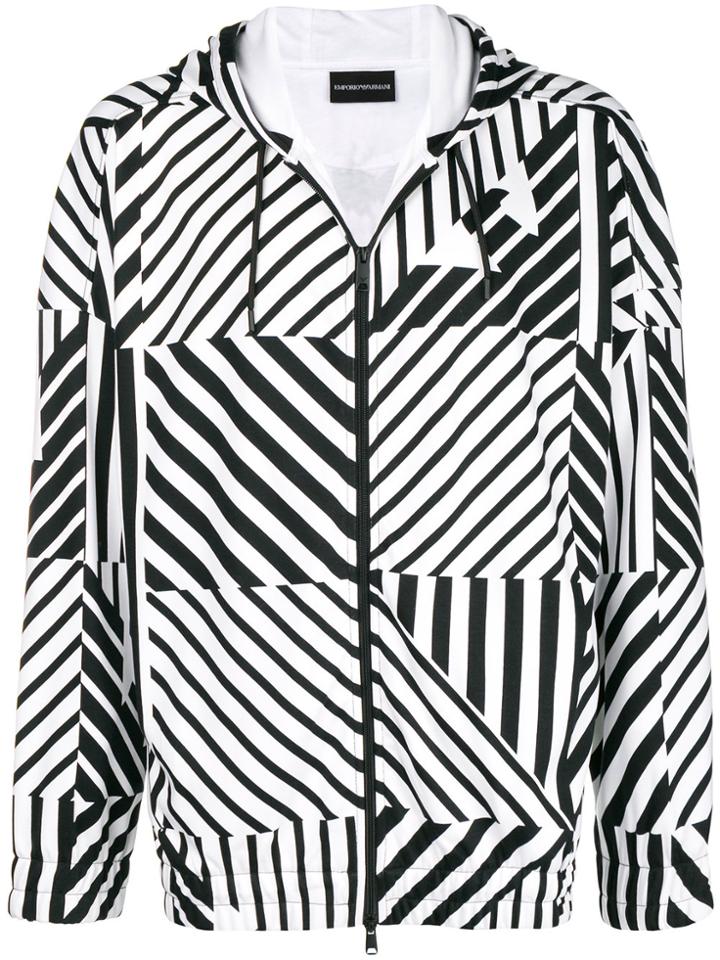 Emporio Armani Geometric Print Hoodie - Black