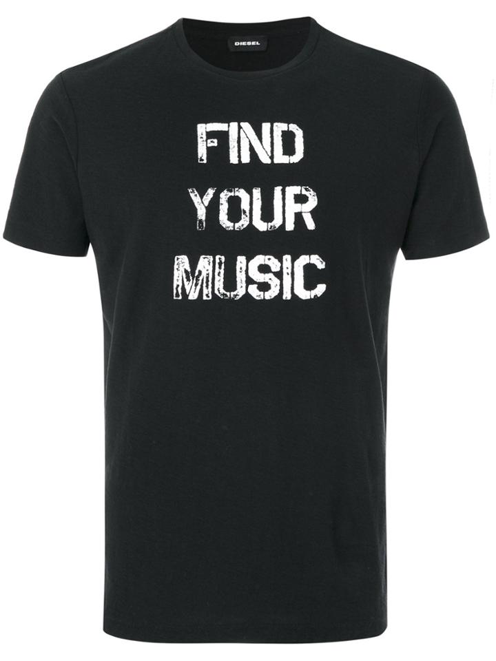 Diesel Printed Slogan T-shirt - Black