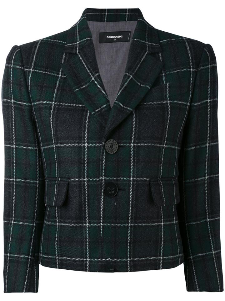 Dsquared2 - Tartan Check Cropped Blazer - Women - Cotton/polyamide/polyester/wool - 40, Green, Cotton/polyamide/polyester/wool