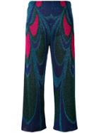 Circus Hotel - Metallic Wide Cropped Trousers - Women - Polyester/viscose - S, Blue, Polyester/viscose